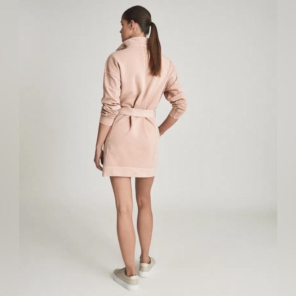 REISS Lila Twin Pocket Jersey Dress in Peach Size Extra Small. - Picture 2 of 13